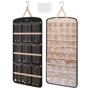 가방스마트 걸이 주얼리 정리함 목걸이 홀더 엉킴 방지 귀걸이 반지 걸이 주머니가 있는 걸이 옷장 벽 문 1피스 엑스트라 라지 블랙