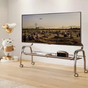 이동식 티비 거치대 미니멀 바퀴형 거실 스테인리스 훅형
