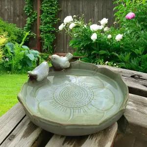 야외용 바카요 세라믹 버드 배스 9.45인치 볼 전용 그라운드 피더 및 정원 테이블탑 데크 발코니 잔디밭용