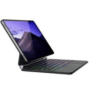 삼성 갤럭시 탭 S10 FE / S9 S8 S7 키보드 케이스 11인치 키보드가 있는 마그네틱 터치패드 무선 백라이트 플로팅 캔틸레버 스탠드 슬림 보호 커버 폴리오 블랙