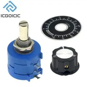 3590S 멀티턴 가변 저항 전위차계 키트 전위차계 노브 A03 포함 100 200 500 1K 2K 5K 10K 20K 50K 100K 옴