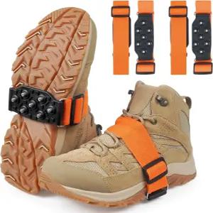 스 클리츠 미드솔 스노우 트랙션 신발 및 부츠 논슬립 그라피온 7개의 텅스텐 스터드 조절 스트랩으로