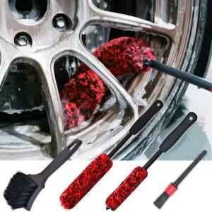 바퀴 청소용 휠 브러시 4 프로 팩 부드러운 울 2배 디테일 및 뻣뻣한 타이어 스크래치 없는 내구성 있는