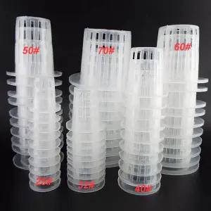 50Pcs 수경 식민지화 메쉬 식물 성장 냄비 그물 보육 컵 바구니 홀더 aeroponic 야채 심기 토양