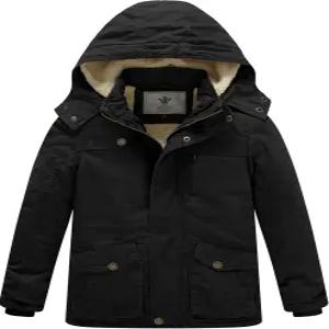 웬벤 보이의 겨울 두꺼운 코튼 코트 헤비 셰르파 안감 후드 파카 재킷