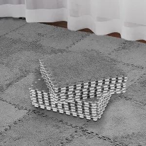 누안추 32개 플러시 폼 연동 바닥 매트 클라이밍 구역 러그 11.8 x 인치 정사각형 소프트 플러피 타일 홈