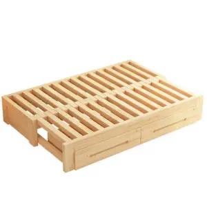 원목 베드 확장형 원룸 나무 쇼파 깔판 침대 평상형 프레임 소파베드 슬라이드 슬라이딩