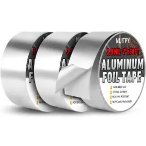 NUITPY 3팩 알루미늄 호일 테이프 390만 2인치 x 150피트 총 은 고온 금속 밀봉 HVAC 덕트용 절연 건조기