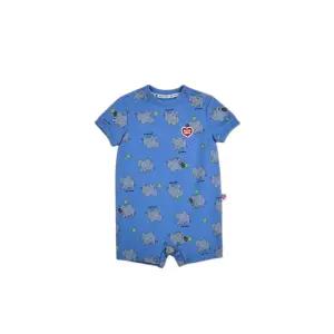 벨리타앤보이즈 베이비 블루 코끼리 패턴 짧은 점프수트 BB6EBS11BL