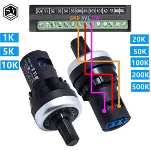 LA42DWQ-22 1K 2K 5K 10K 20K 50K 100k 200k 500K 22mm 직경 냄비 arduino 용 회전식 전위차계 저항 스위치