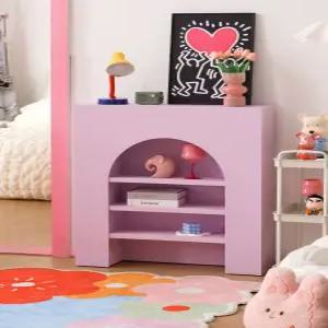 파스텔 벽난로 콘솔장 옐로우 장식장 벽난로모양 아치형