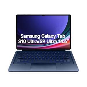 삼성 갤럭시 탭 S10 울트라 / S9 울트라용 덱스너 키보드 케이스 - 멀티터치 트랙패드 무선 백라이트 S펜 홀더가 있는 마그네틱 탈착식 책 커버 스타일 파란색