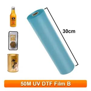 UV DTF 필름 B 롤 30CM*50M 스티커 평판 프린터 전송 유리 금속 목재 PVC