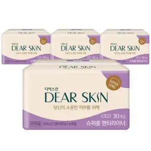 깨 끗한나라 디어스킨 에어엠보 슈퍼롱 라이너 뉴 30개입x4팩