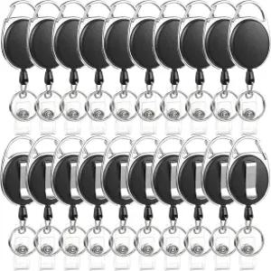 카라비너 헤비 듀티 배지 릴 클립과 작업용 키 체인이 있는 20팩 수납식 ID 홀더