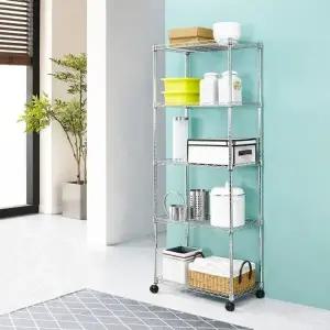 5단 메탈랙 이동식 렉 철제 수납 정리대 메탈 선반