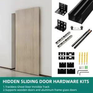 호환  양방향 버퍼 트랙리스 고스트 도어 보이지 않는 트랙 침실 주방 슬라이딩 목재 도어 알루미늄 프레임