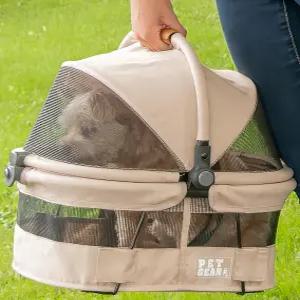 반려동물 기어 노집 뷰 360 울트라 라이트 안전 캐리어 및 소형견 고양이용 카시트 푸시 버튼 입력 15인치