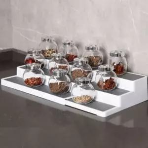 키밍 신축형 다기능 트레이 계단식 주방 정리대 수납 신축형 다기능 계단식 주방 정리대