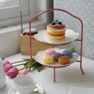 2단 접시홀더 체리골드 1P 케이크 스탠드 거치대 2단접시홀더 스텐접시꽂이 접시꽂이