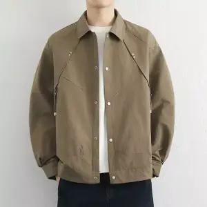 남성 트렌디 아이템 점퍼 야상사파리 라이트 야상 캐주얼 체크 안감 양면 칼라 코트 가을 재킷 HT3