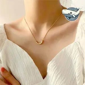 우아한 골드색상 세미 서클 목걸이 일체형 고급 여자목걸이 여성목걸이 레이어드목걸이