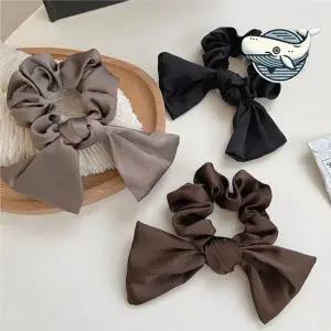 모던 리본스카프 헤어끈 스타일리시 미니 곱창 헤어끈 리본끈 머리고무줄 여자머리끈