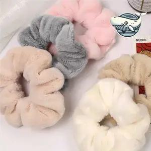 풍성한 부드러운 래빗퍼 헤어끈 컬러풀 곱창밴드 곱창머리끈 곱창밴드 올림머리 똥머리