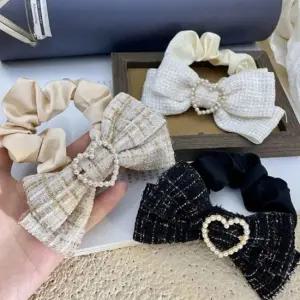하트 리본 머리 밴드 곱창끈 고급 단아한 곱창머리끈 곱창밴드 곱창끈 헤어곱창끈