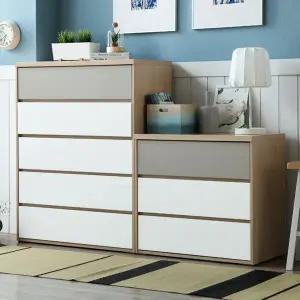 [보루네오하우스]아르메 그레이 서랍장 세트(와이드3단+980 5단)