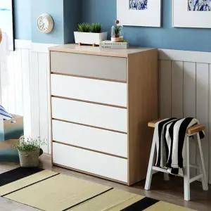 [보루네오하우스]아르메 그레이 980 와이드 5단 서랍장