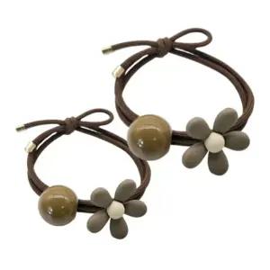 1개 머리 고무줄 머리끈 꽃잎 브라운 머리고무줄 헤어끈 헤어고무줄 예쁜머리끈