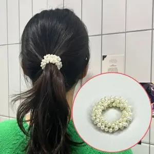 곱창밴드 묶음머리 화이트펄 진주머리끈 고무줄 진주머리끈 곱창머리끈 곱창밴드