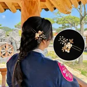 골드 혼주뒤꽂이 혼주뒤꽃이 U자비녀 혼주뒤꽂이 비녀 U자비녀 한복머리장식 한복뒤꽂이