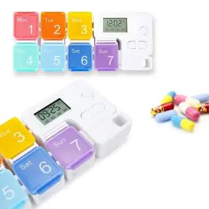 휴대용 통 타이머 일주일 알약 알림 알리미 알람 시계 시간 무지개 [mA51698]