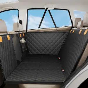 뒷좌석용 도그 카시트 커버 하드 바텀 익스텐더 400파운드 방수 반려동물 자동차 SUV용 메쉬 윈도우가