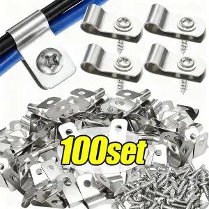 호환 스테인리스 스틸 와이어 클립 코드 클램프 금속 울타리 가축용 케이블 전선가리개 클립 고정용 나사