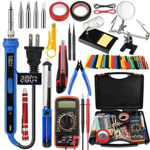194PCS 납땜 인두 키트, 온도 조절 용접 DIY 펌프, 인두, 키트 와이어, 110V 100W 가능한 플러그용 전자제품 스탠드, 취미용