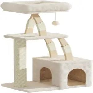 실내 고양이를 위한 캣 트리 콘도가 있는 40인치 타워 긁는 기둥 대형 다단계 활동 센터 베색