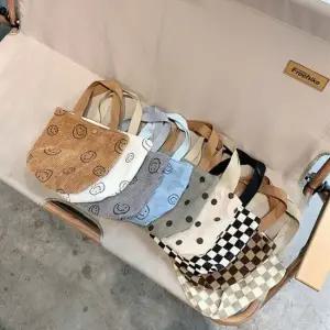 스마일 체크 가벼운 골덴 토트백 미니백 데일리백 캐주얼백 캔버스백 미니크로스백