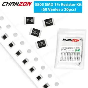 60 값 1% SMD 0805 저항기 키트 0 R - 10M Ohms 필름 칩 표면 실장 저항 모듬 SMT 세트 1200개 43K 47K 51K