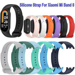 실리콘 스트랩Xiaomi Mi Band 8 팔찌 스포츠 시계 교체 MiBand 스마트 워치 손목 벨트가죽벨트