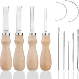 TLKKUE 4사이즈 가죽 엣지 스키빙 베벨러 도구 와이드 공예 키트 손목 밴드 벨트 및 기타 얇아짐