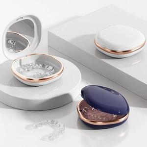 치아 교정기 케이스 휴대용 마우스 가드 나이트 덴처 홀더 뚜껑 포함 슬림 용품