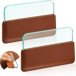 2세트 가죽 번싱 도구 유리 슬라이커 공예 블록 스무딩 기법을 위한 손잡이가 있는 용품 작업 가짜