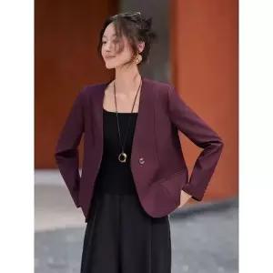여사친 캐주얼 정장 봄가을 재킷 상의 쇼트 커리어 코트 노카라 DUCHI3