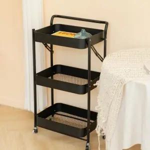 [RIZPICK]철제 트롤리 이동 3단 주방 수납 폴딩 심플