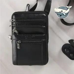 모던 스타일 남성용 블랙 브라운 가죽 핸드폰 가벼운크로스 남자대학생가방