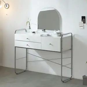 감각적인 화이트 스틸 화장대 100cm  거울포함 TP1112