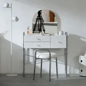 화이트 스틸 화장대 80cm  거울+의자포함  TP1110